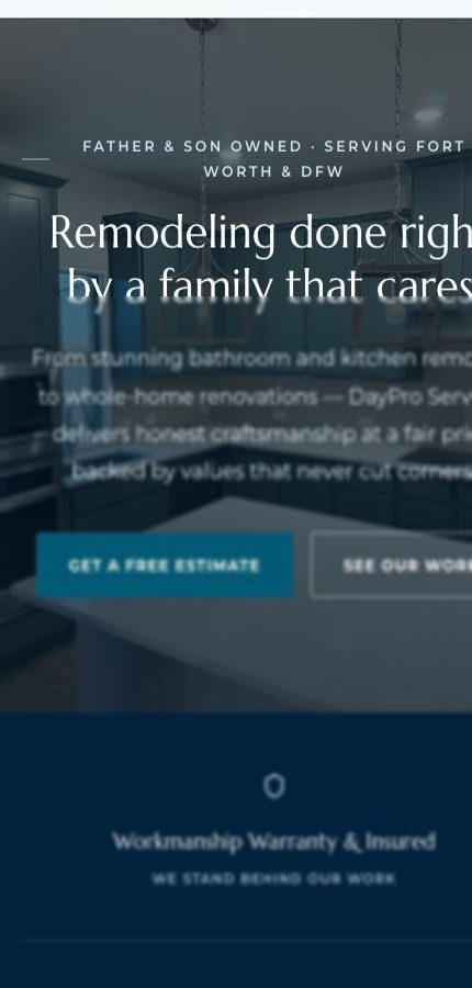 Home service website built by Growth Accelerator, mobile view